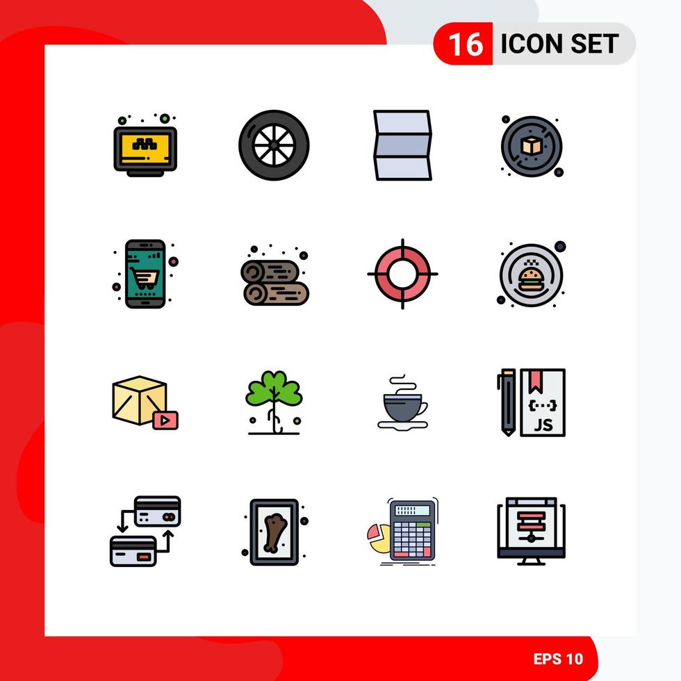 Set of 16 Modern UI Icons Symbols Signs for cabin cart map business box Editable Creative Vector Design Elements