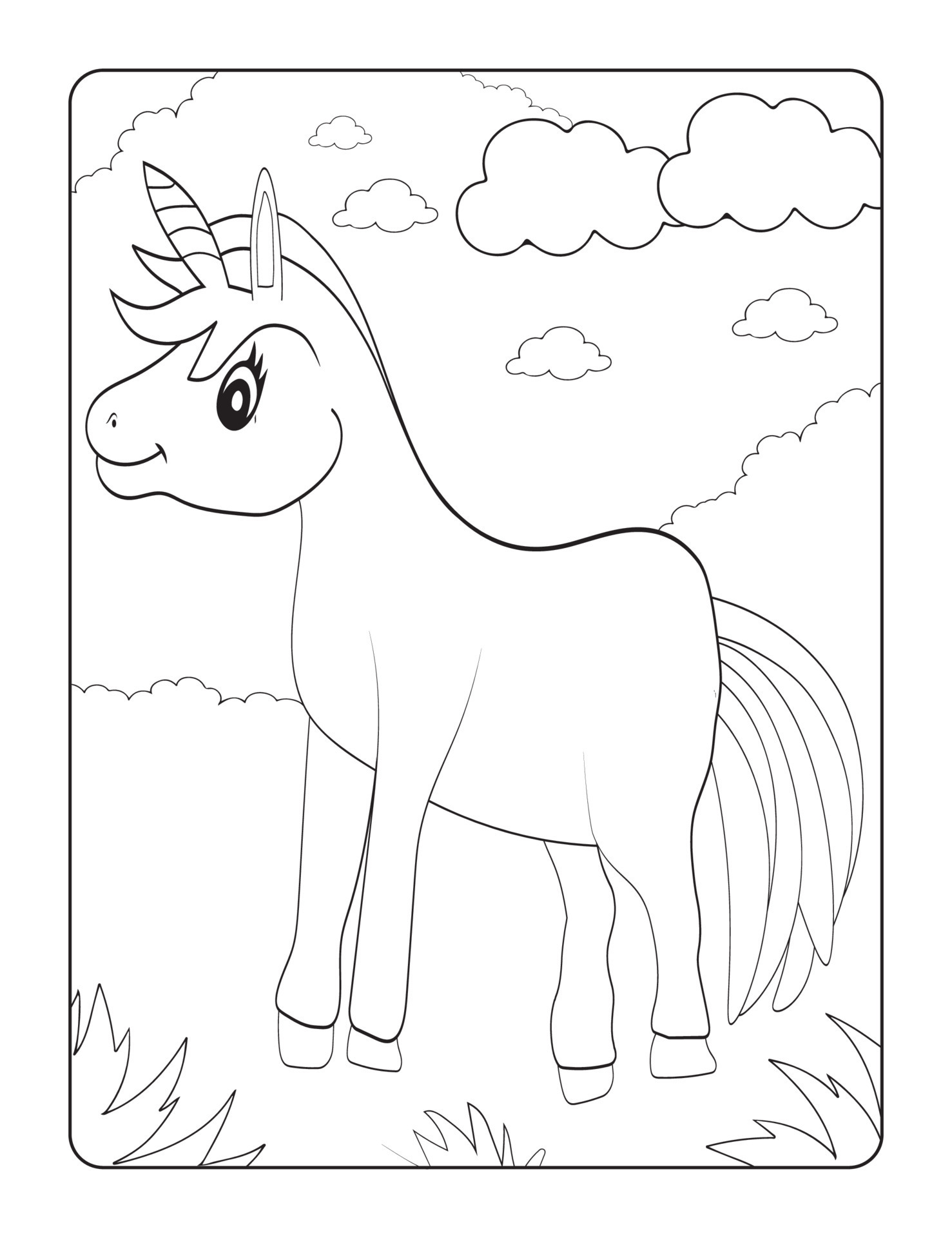 Unicorn Coloring Pages For Kids Ages 4-8 14903502 Vector Art at