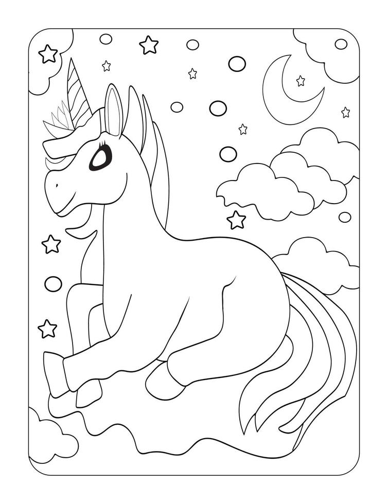 Unicorn Coloring Page vector