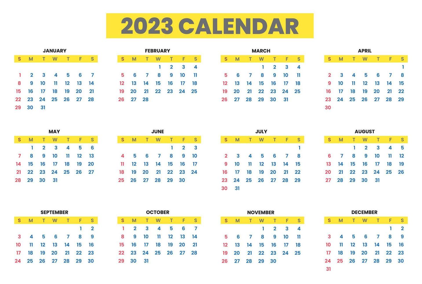 Plantilla de calendario 2023 vector