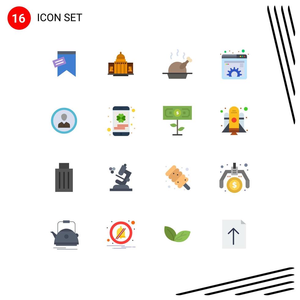 16 Thematic Vector Flat Colors and Editable Symbols of management document architecture content food Editable Pack of Creative Vector Design Elements