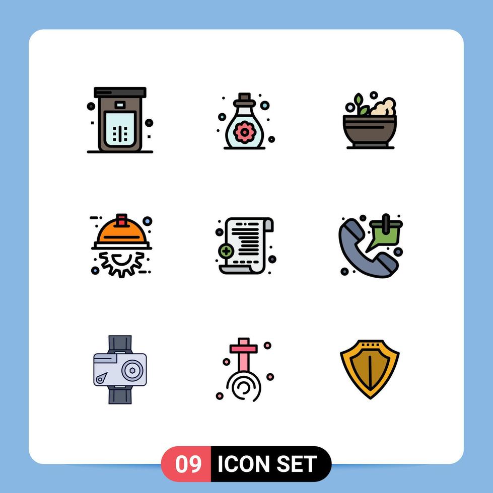 9 Universal Filledline Flat Color Signs Symbols of medical report engineering toddler engineer soup Editable Vector Design Elements
