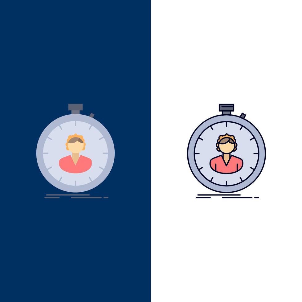 fast speed stopwatch timer girl Flat Color Icon Vector