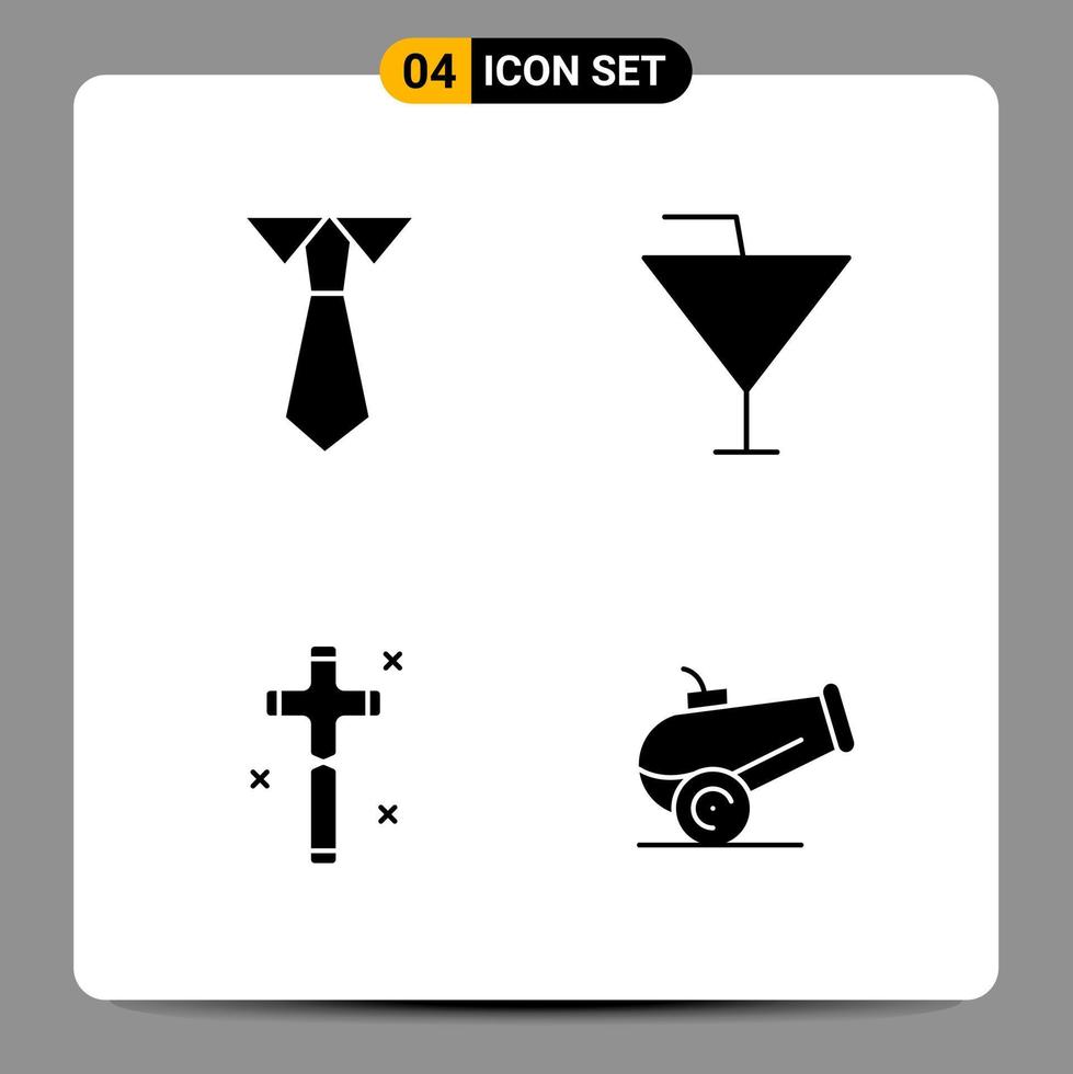 4 signos de símbolos de glifo de paquete de iconos negros para diseños receptivos sobre fondo blanco. 4 iconos establecidos. vector