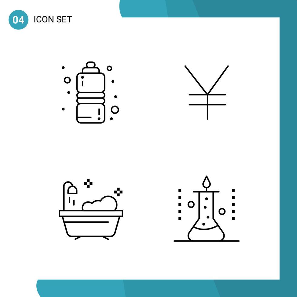 Vector Pack of 4 Outline Symbols. Line Style Icon Set on White Background for Web and Mobile.