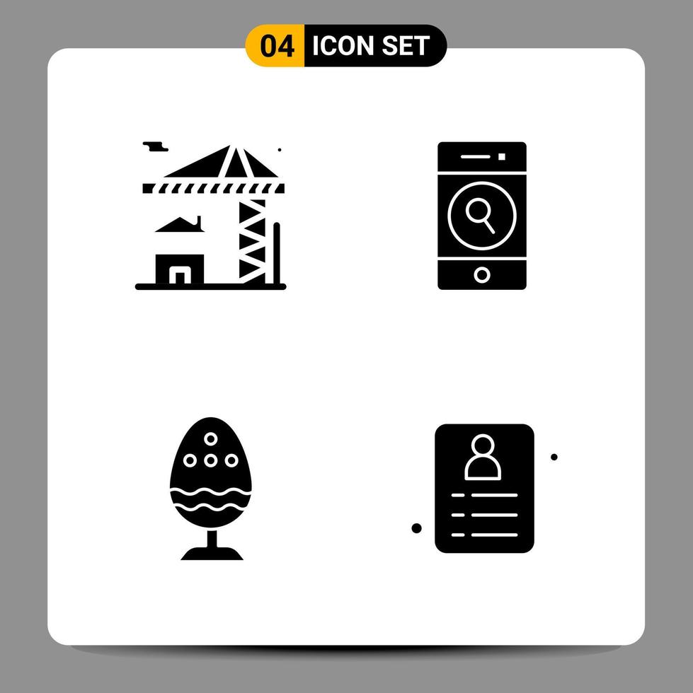 4 Black Icon Pack Glyph Symbols Signs for Responsive designs on white background. 4 Icons Set. vector