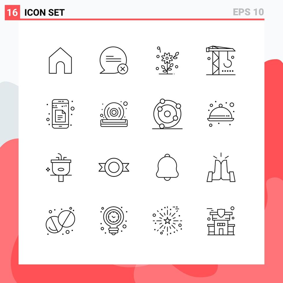 16 Creative Icons Modern Signs and Symbols of sheets data love tools industry Editable Vector Design Elements