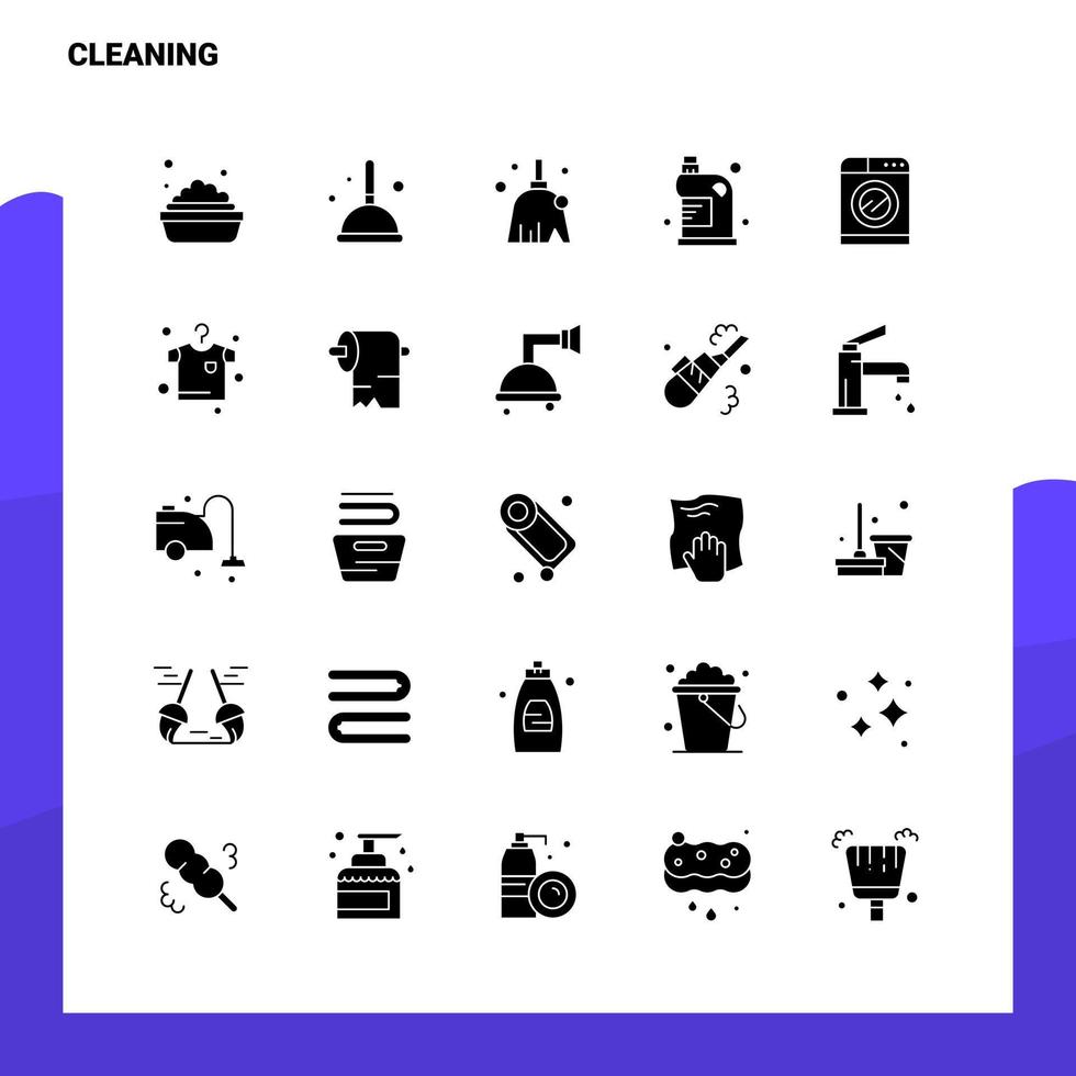 25 Cleaning Icon set Solid Glyph Icon Vector Illustration Template For Web and Mobile Ideas for business company