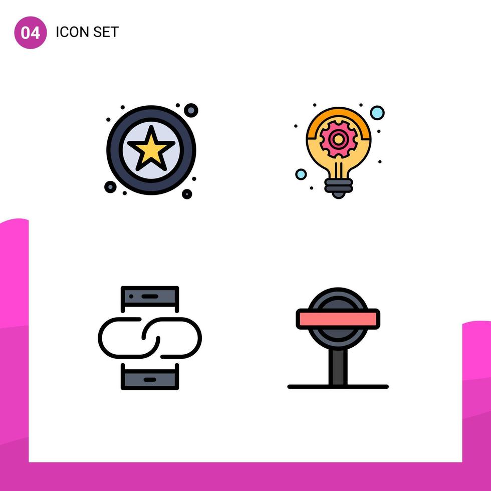 Pack of 4 Modern Filledline Flat Colors Signs and Symbols for Web Print Media such as online link business idea mobile Editable Vector Design Elements