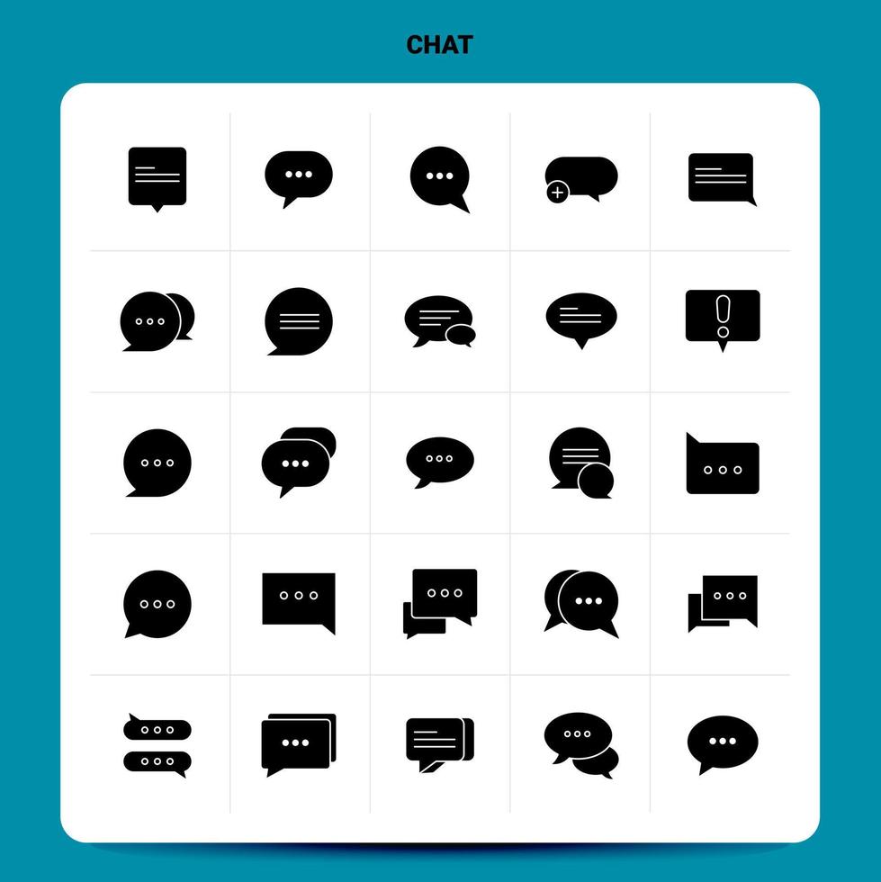 Solid 25 Chat Icon set Vector Glyph Style Design Black Icons Set Web and Mobile Business ideas design Vector Illustration