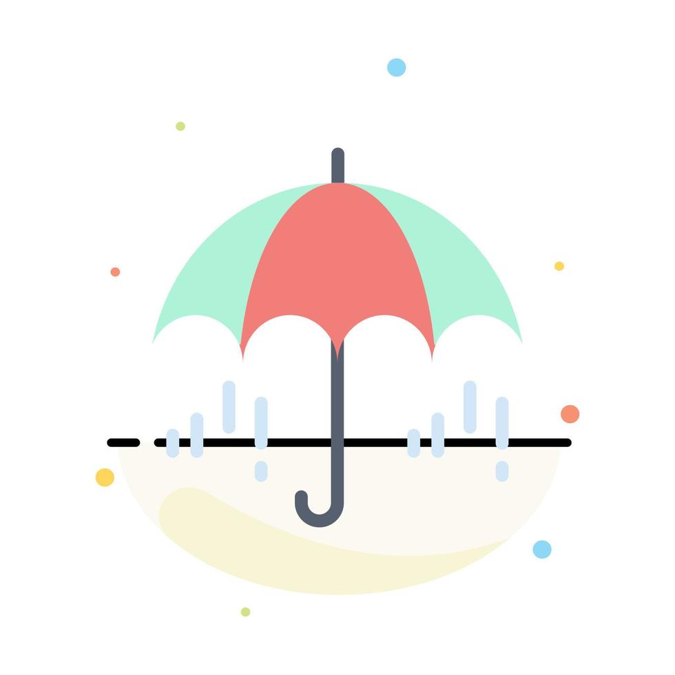 Umbrella Rain Weather Spring Abstract Flat Color Icon Template vector