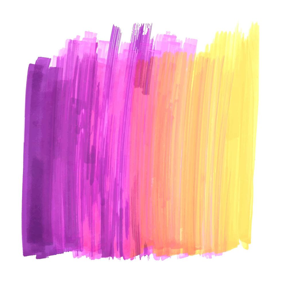 Hand drawn dry brush strokes in purple and yellow color. Vector color texture drawn with felt pen.
