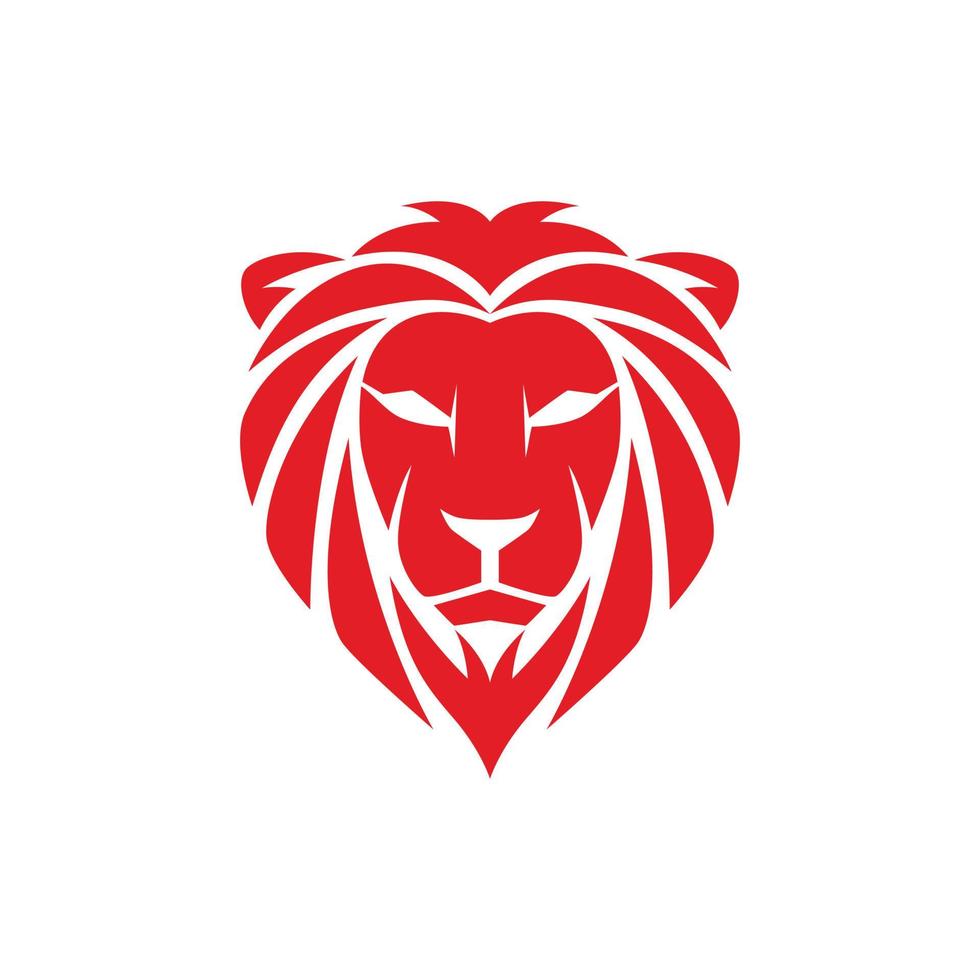 Flat Logo Design of Red Lion Head Concept vector illustration.