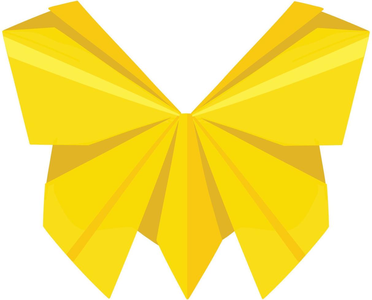 Origami paper butterfly in yellow color. Folded paper artwork. vector