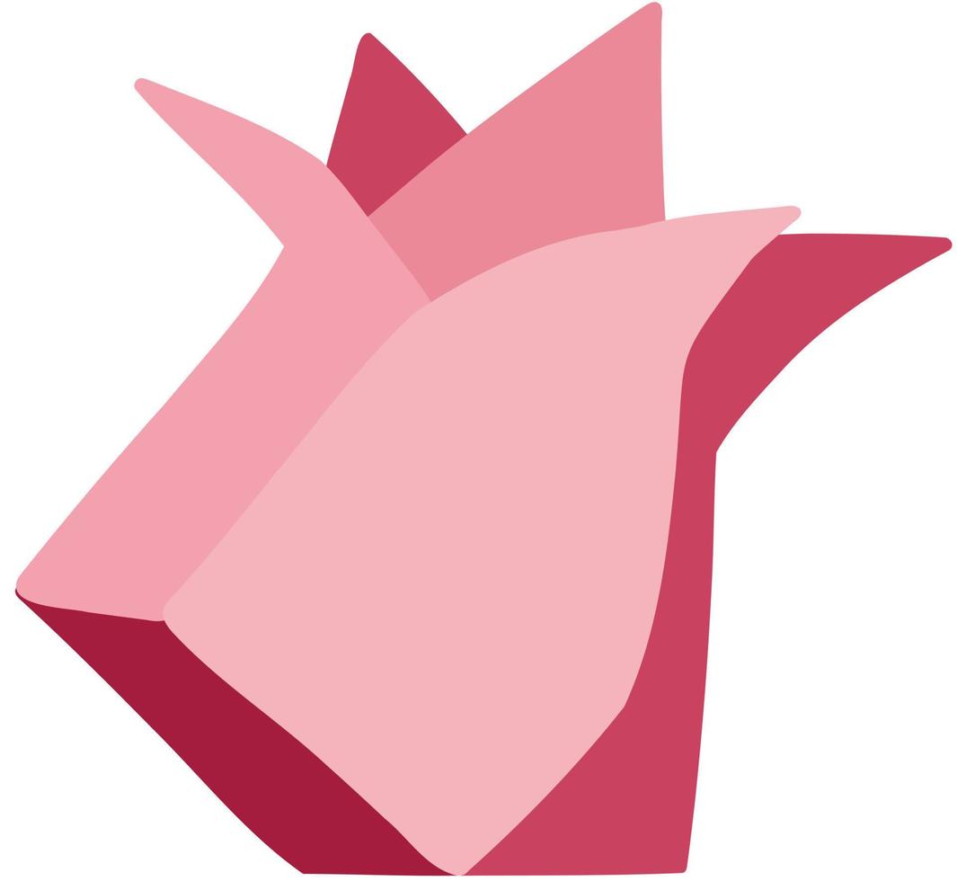 Origami paper tulip flower. Red flower cutout made from folded paper. vector