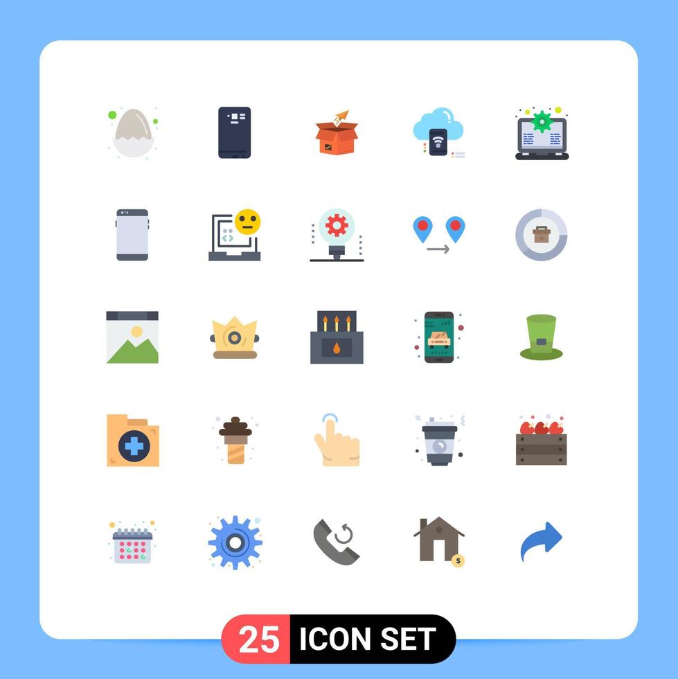 Universal Icon Symbols Group of 25 Modern Flat Colors of mobile startup camera shipping product release Editable Vector Design Elements