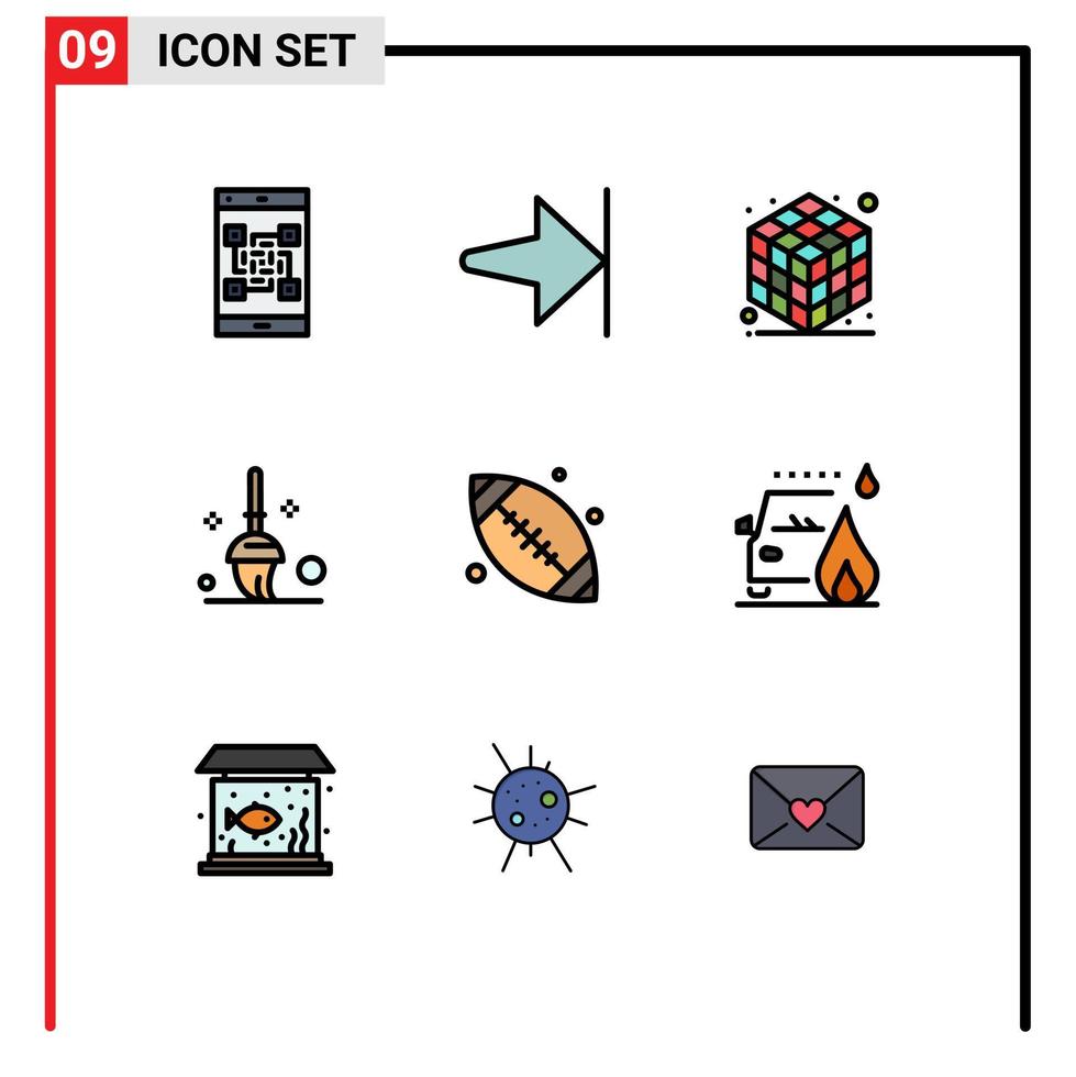 símbolos de iconos universales grupo de 9 colores planos de línea de llenado modernos de canadá bola cubo canadá limpieza elementos de diseño vectorial editables vector