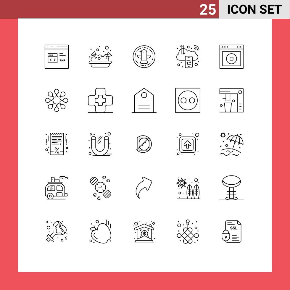 25 Line concept for Websites Mobile and Apps stop c digital american computing business Editable Vector Design Elements