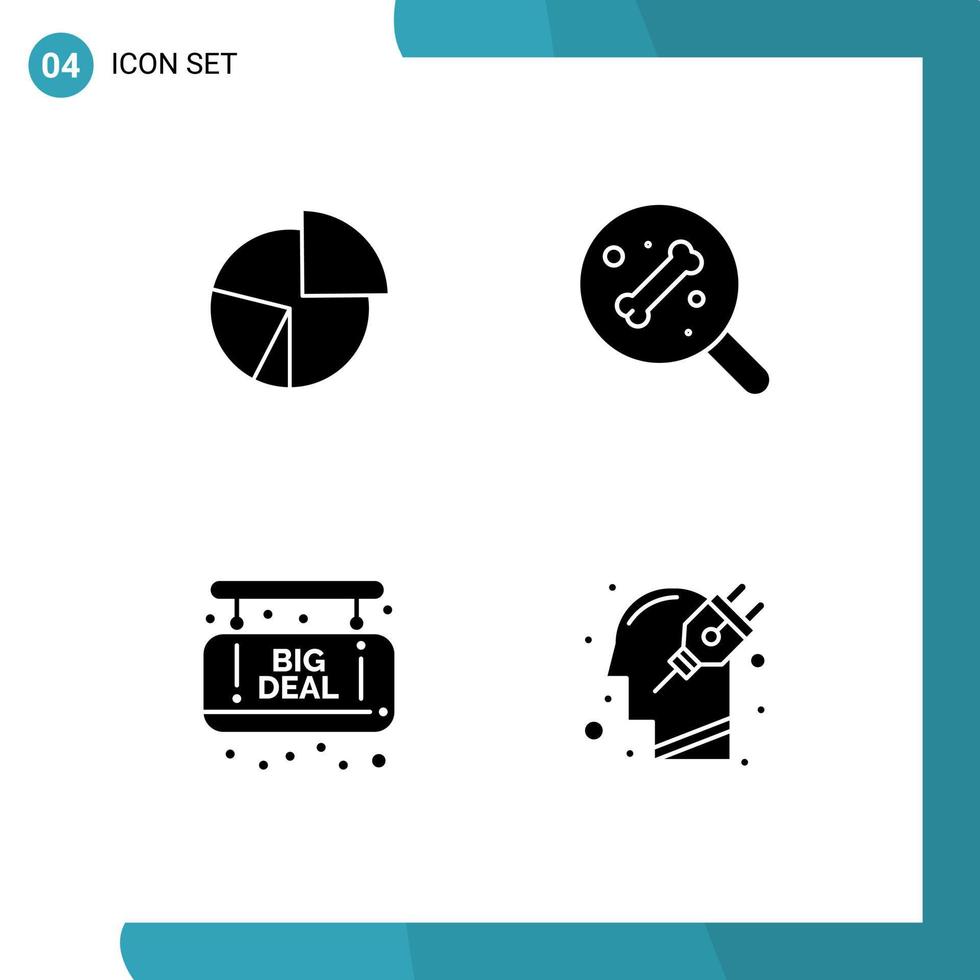 Set of 4 Vector Solid Glyphs on Grid for chart science finance statistics grand sale Editable Vector Design Elements