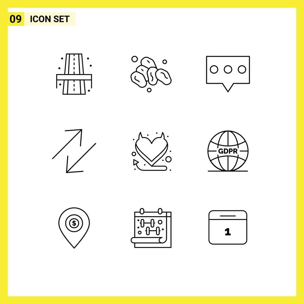 9 Outline concept for Websites Mobile and Apps global hell comment heart scale Editable Vector Design Elements