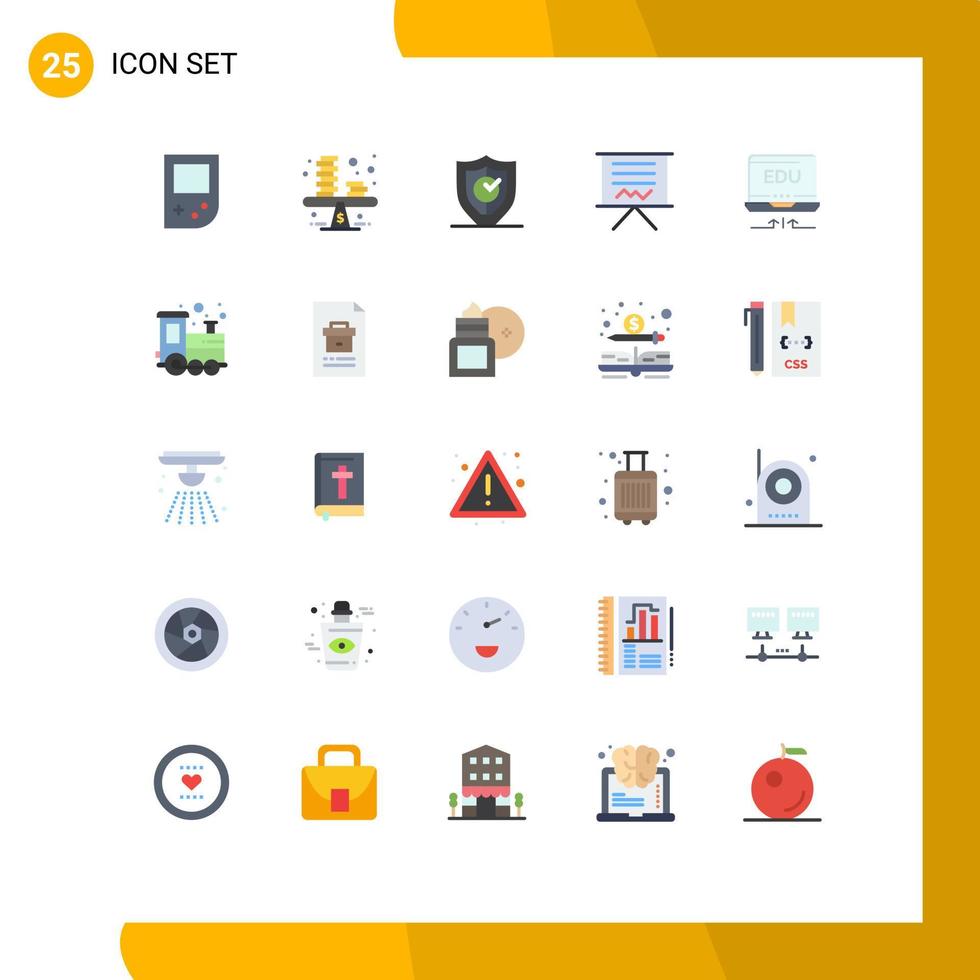 Universal Icon Symbols Group of 25 Modern Flat Colors of presentation easel gdpr board security Editable Vector Design Elements