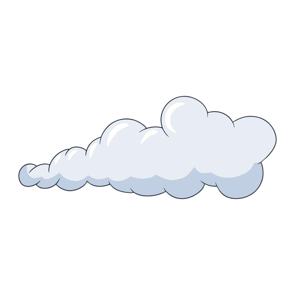 Smoke, light cumulus cloud in cartoon style, large clouds in the sky, vector illustration on white background