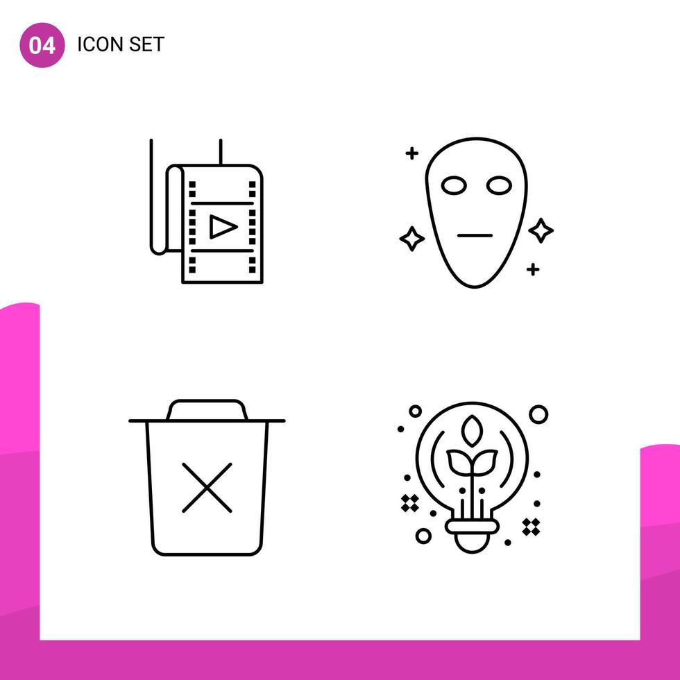 Outline Icon set. Pack of 4 Line Icons isolated on White Background for responsive Website Design Print and Mobile Applications. vector