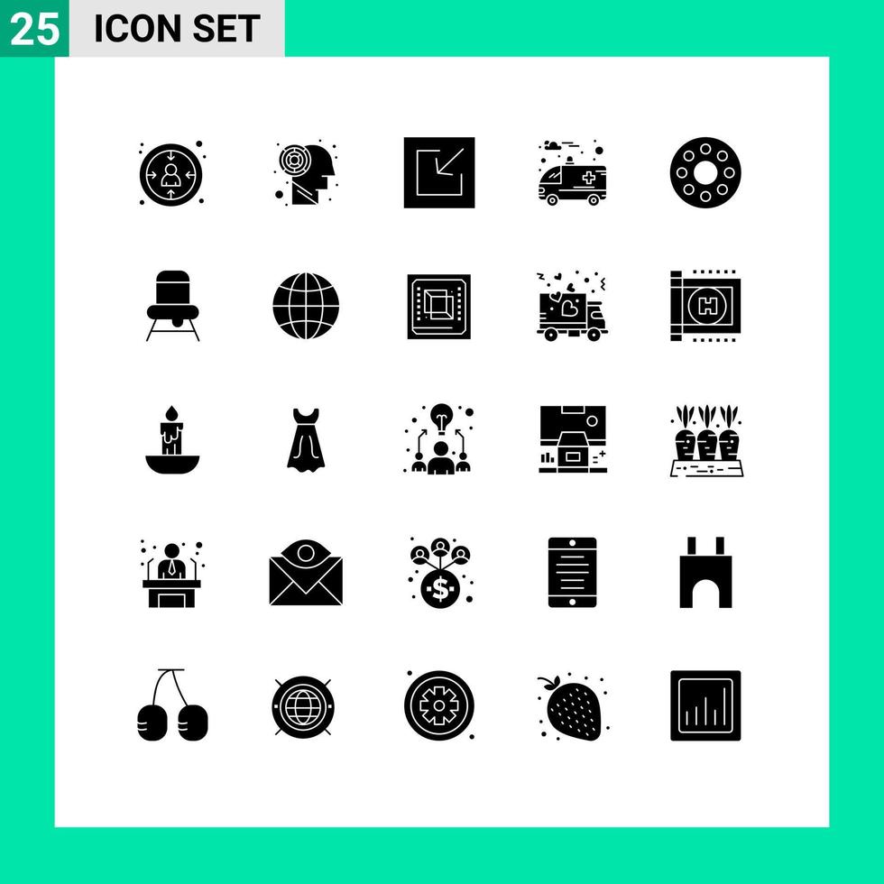 25 Thematic Vector Solid Glyphs and Editable Symbols of chair monitor import infrared hospital Editable Vector Design Elements