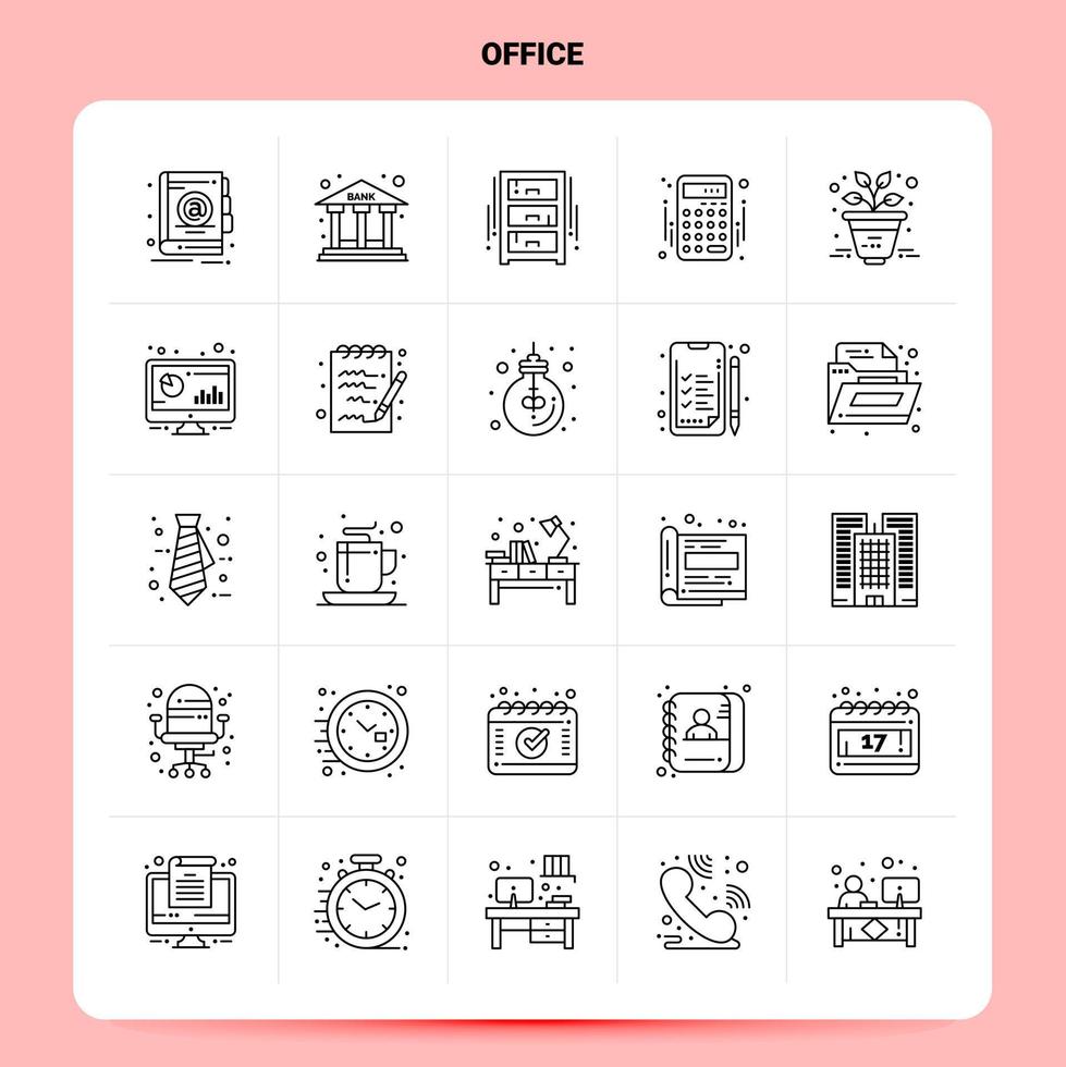 OutLine 25 Office Icon set Vector Line Style Design Black Icons Set Linear pictogram pack Web and Mobile Business ideas design Vector Illustration