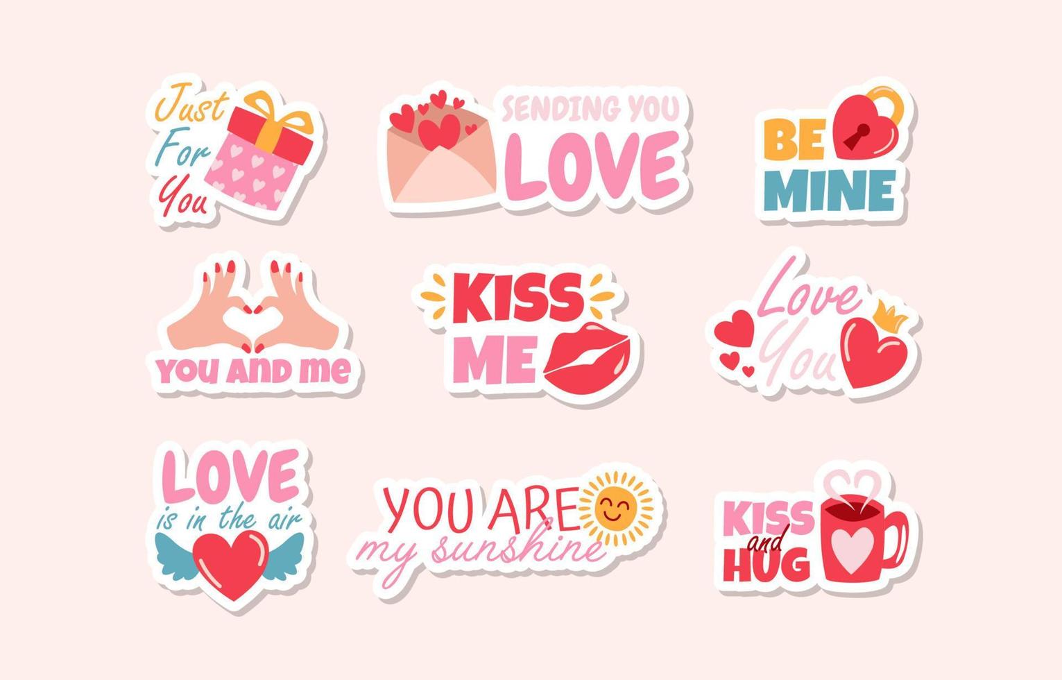 colección de pegatinas de chat de san valentín vector