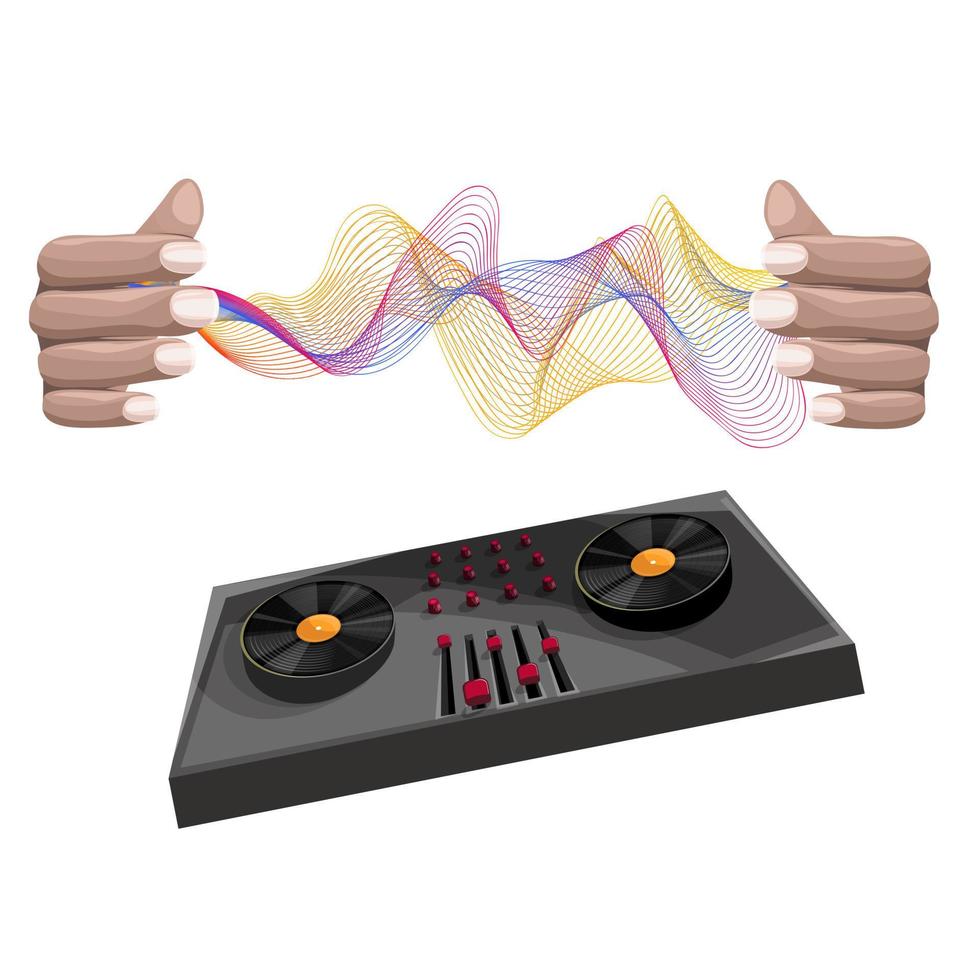 Vector image of a sound wave, which is extracted by a DJ with a melody mixer. EPS 10