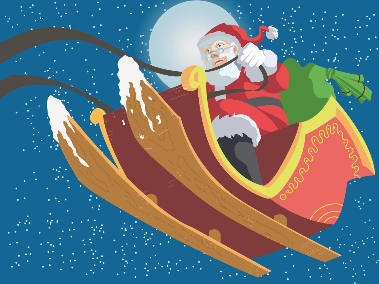 santa claus flying on a sled vector