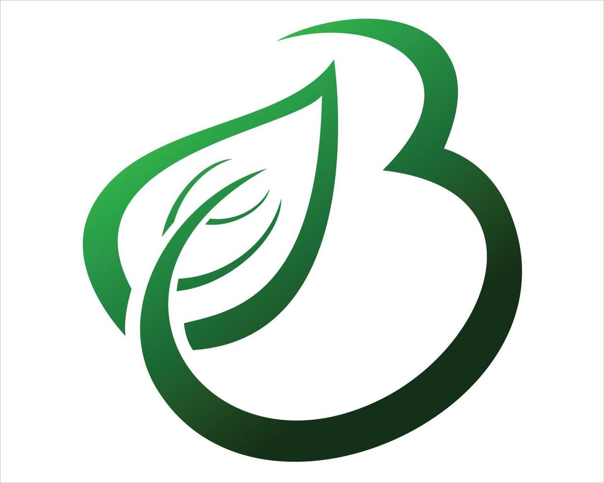 letter B green color with a combination of leaves vector