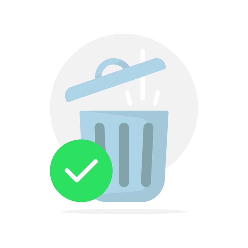 file deleted successfully, throw it away, trash concept illustration flat design vector eps10. simple, modern graphic element for landing page, empty state ui, infographic, icon