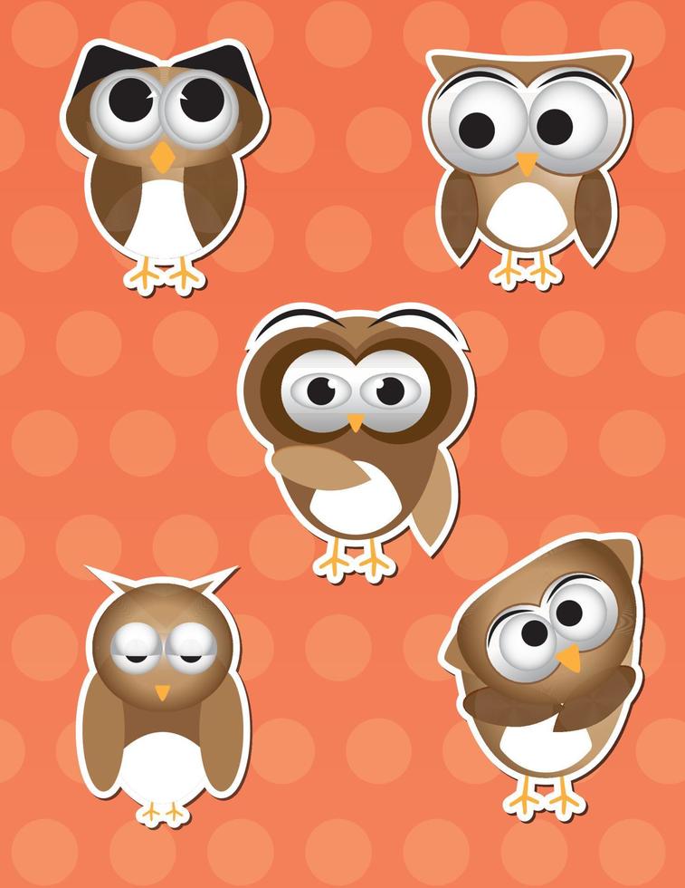 set collection cute owl sticker vector