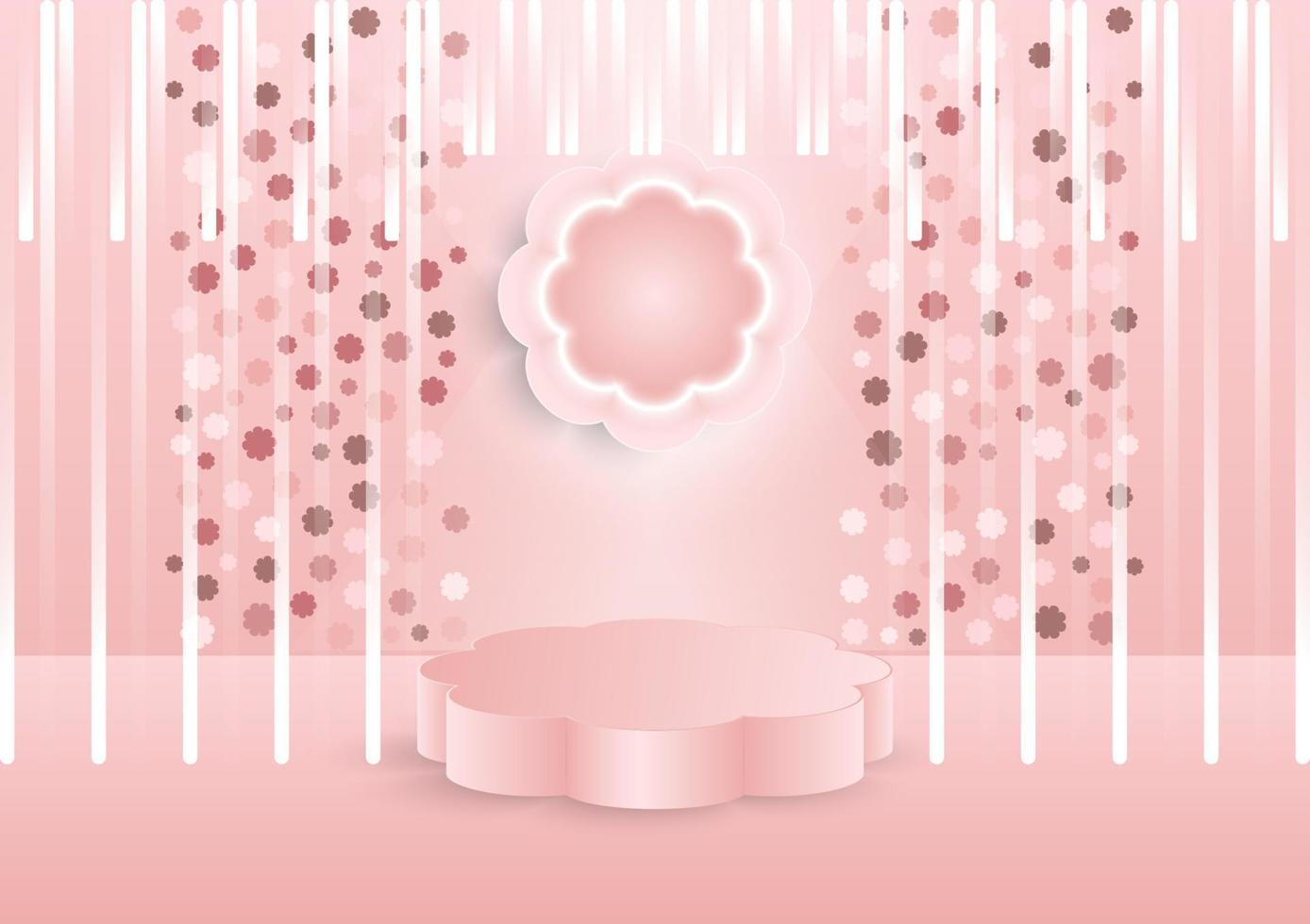3D Pastel Pink Vector Background With Flower Shape Podium, For Awards And Products.