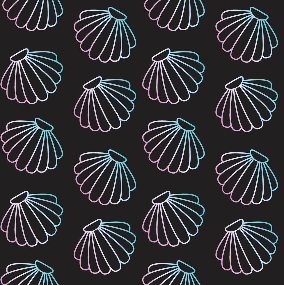Vector seamless pattern of doodle sketch shell