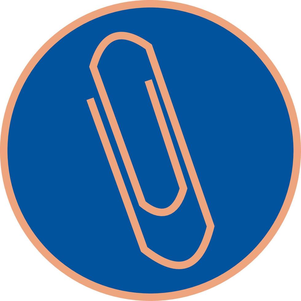 A paper clip against a circular blue backdrop. vector
