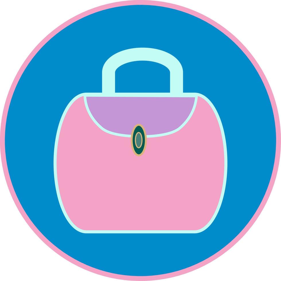Women's bag icon on circular blue background. vector