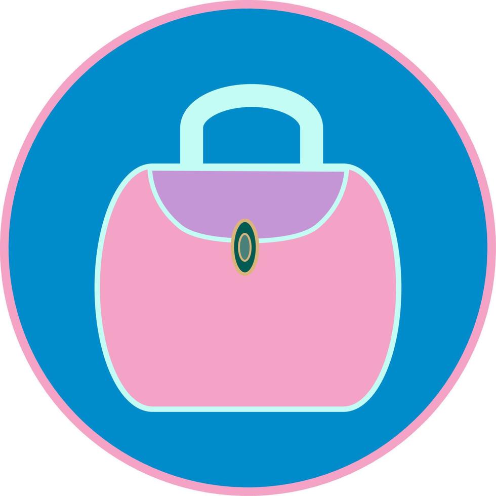 icono de bolsa de mujer sobre fondo azul circular. vector