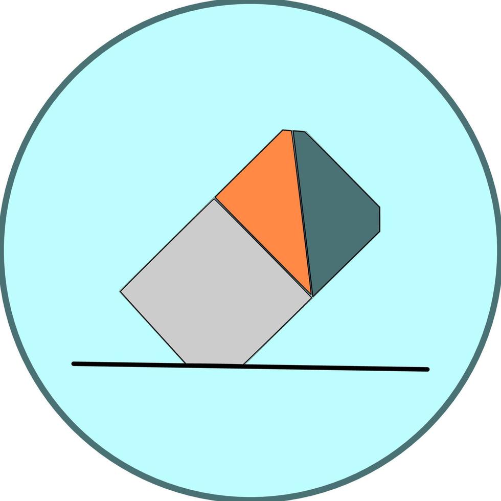 Eraser on circular blue background. vector