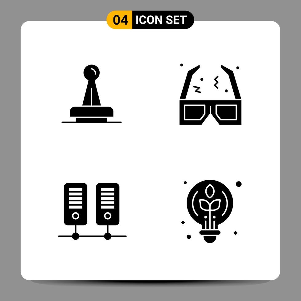 4 Black Icon Pack Glyph Symbols Signs for Responsive designs on white background. 4 Icons Set. vector