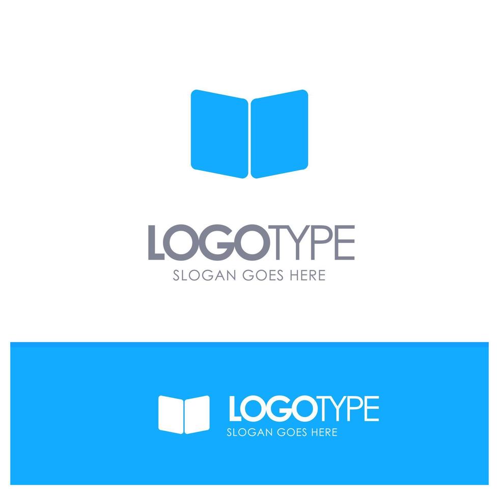 cubierta de diseño de página de libro abierto logotipo sólido azul con lugar para el eslogan vector