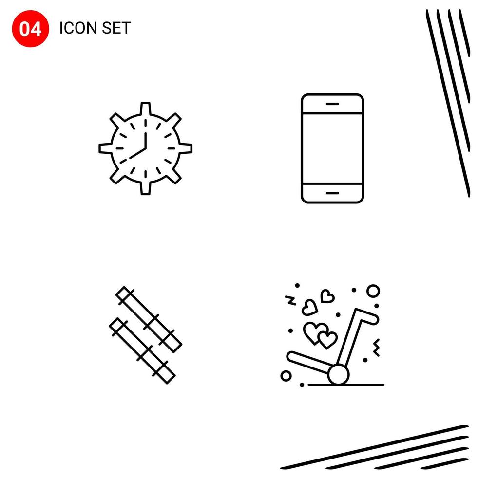 Collection of 4 Vector Icons in Line style. Pixle Perfect Outline Symbols for Web and Mobile. Line Icon Signs on White Background. 4 Icons.