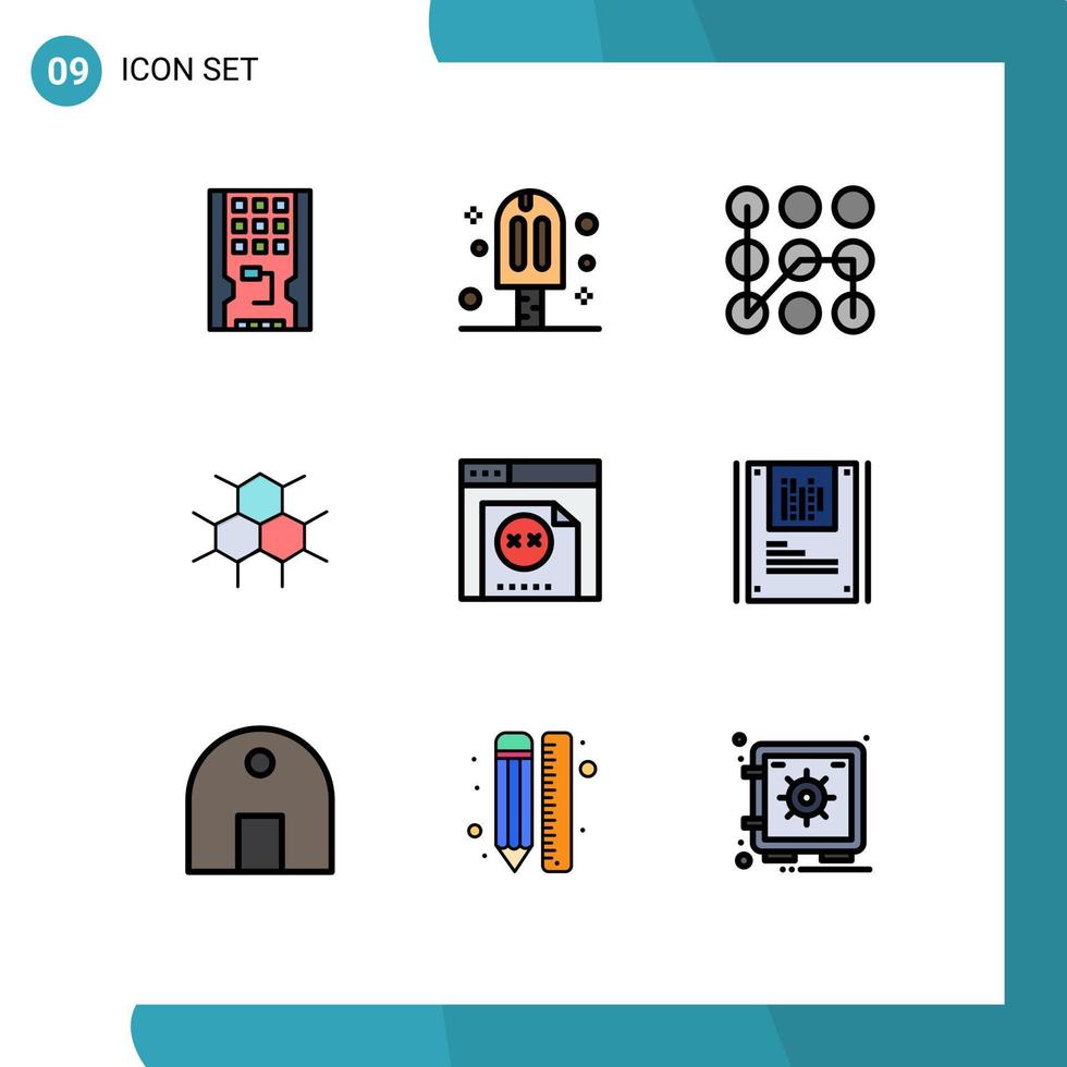 9 Creative Icons Modern Signs and Symbols of error medical party structure security Editable Vector Design Elements