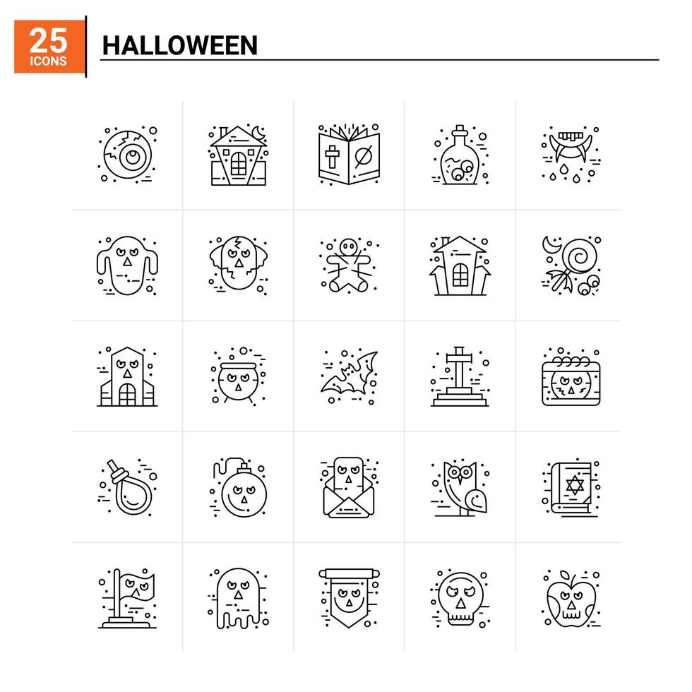 25 Halloween icon set vector background