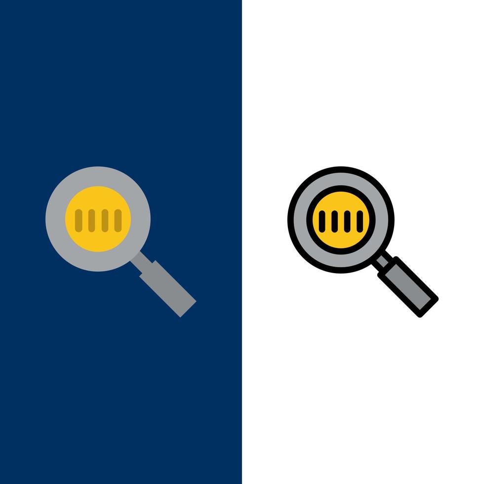 Code Code Search Magnifier Magnifying  Icons Flat and Line Filled Icon Set Vector Blue Background