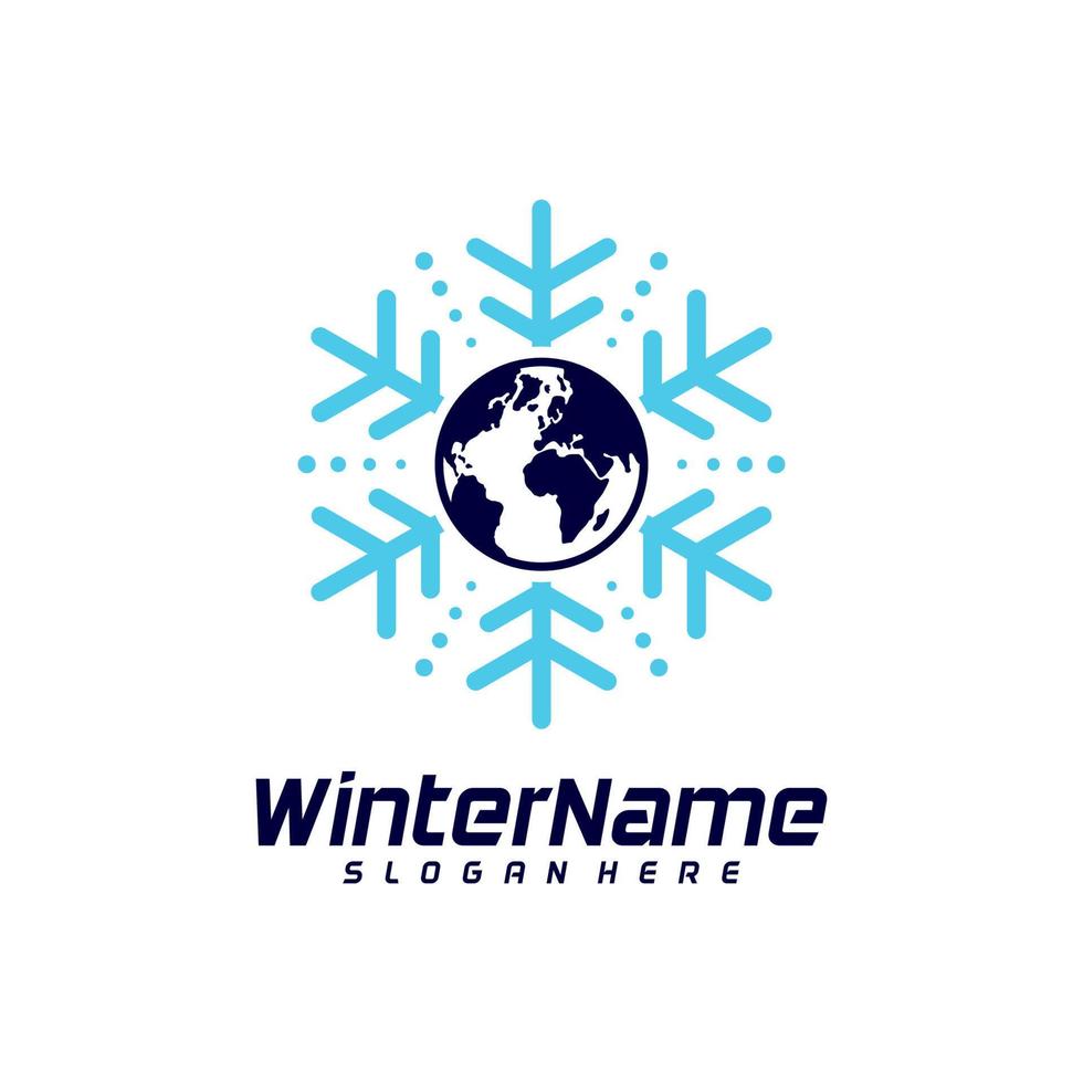 Winter World logo template, Winter logo design vector