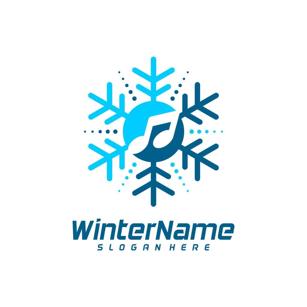 Winter Music logo template, Winter logo design vector