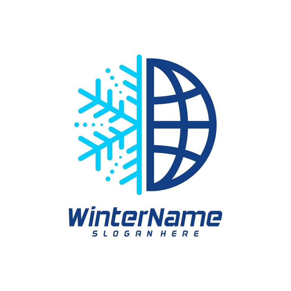 Winter World logo template, Winter logo design vector